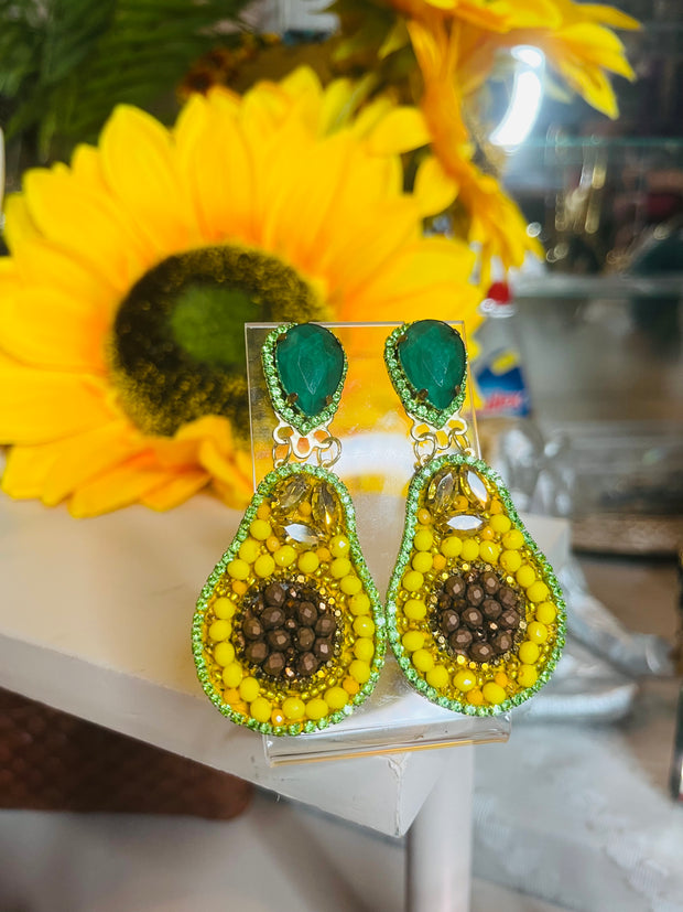 Bling Avocado Earrings