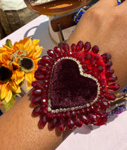 sacred heart bracelet dark red