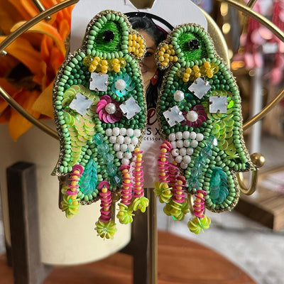 Green Parrot Earrings