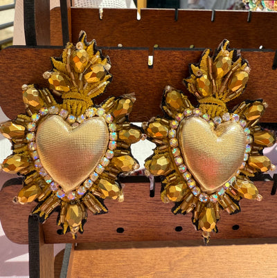 Sacred heart gold earrings