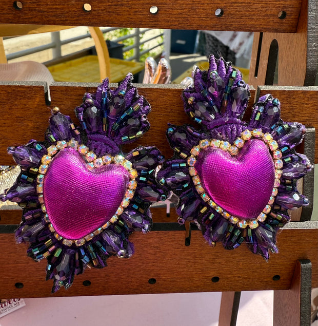 Sacred Heart Purple earrings