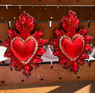 sacred heart red earrings