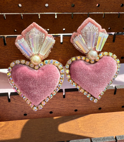 Sacred heart pink earrings