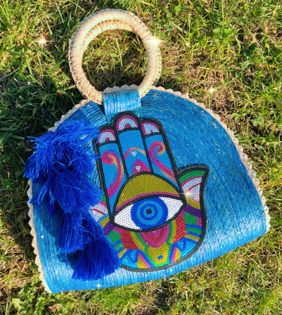Blue Hamsa Taco Bag